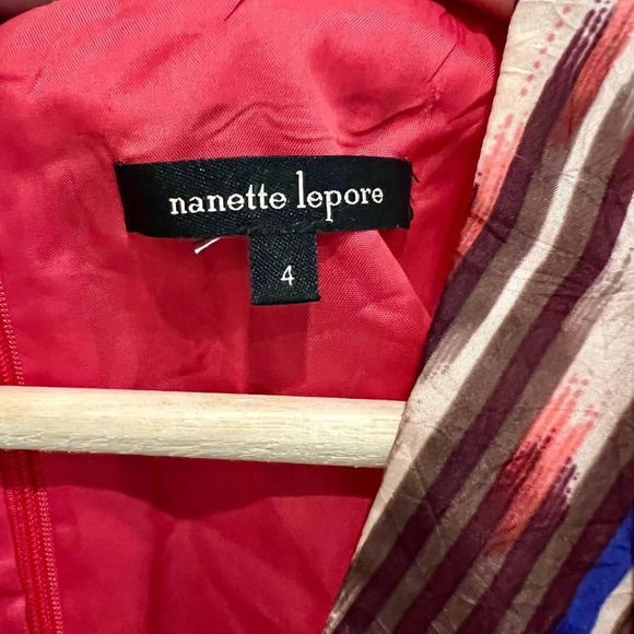 Nanette Lepore Go Getter Sleeveless V Neck Silk Dress Short Multicolor Size 4 - Picture 9 of 12